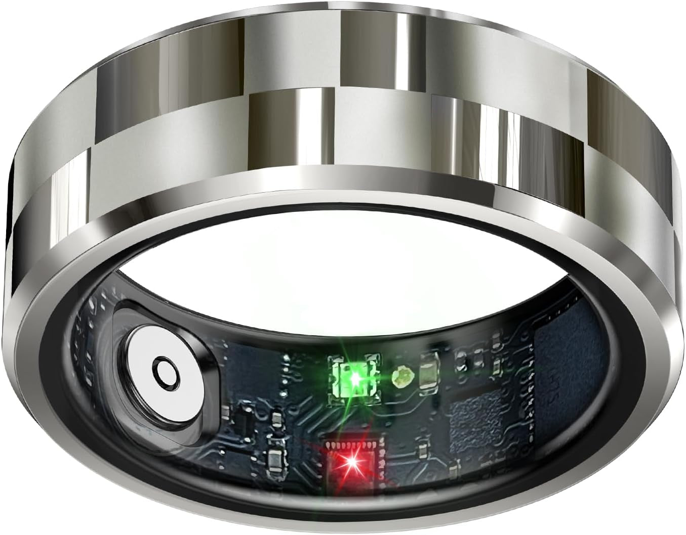 Smart Ring Health and Sleep Tracker - Waterproof Fitness Ring with Heart Rate Monitoring, Activity Tracking, Air Gesture Control, and 7-Day Battery Life for iOS and Android (Stylish Silver #8)