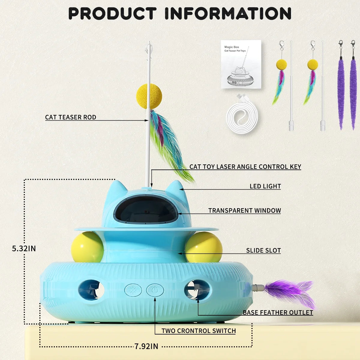 4-in-1 Smart Interactive Cat Toy: USB Rechargeable Feather Wand with Laser Pointer & Engaging Play Features for Indoor Cats