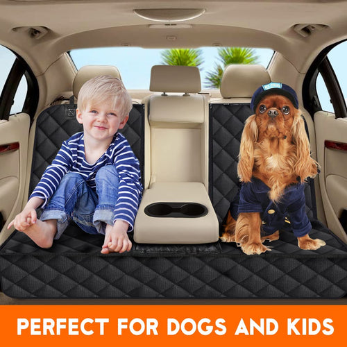 Dog Car Seat Cover - Waterproof Back Seat Protector for Pets with Non-Slip Design Compatible with Most Cars, Trucks, and SUVs - Black