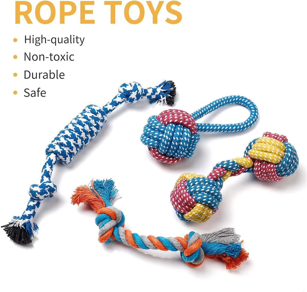 7-Piece Small Dog Toy Collection: Durable Chew Toys, Puppy Teething Ropes, and Squeaky Calf Toys - Non-Toxic and Safe