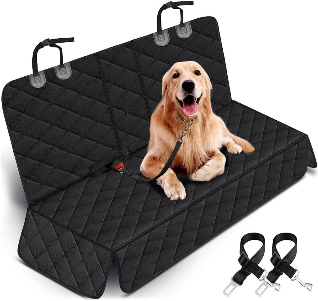 Dog Car Seat Cover - Waterproof Back Seat Protector for Pets with Non-Slip Design Compatible with Most Cars, Trucks, and SUVs - Black