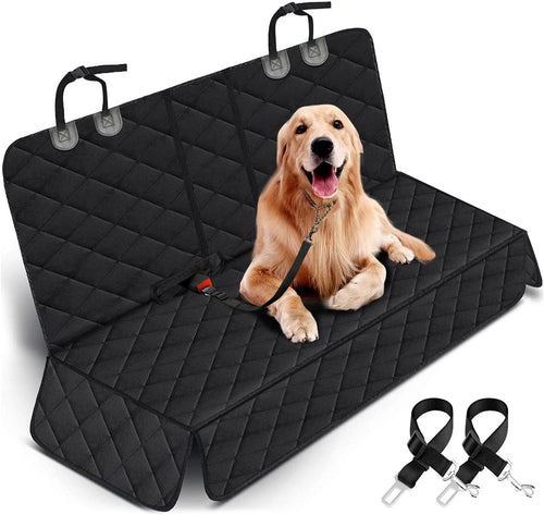 Dog Car Seat Cover - Waterproof Back Seat Protector for Pets with Non-Slip Design Compatible with Most Cars, Trucks, and SUVs - Black