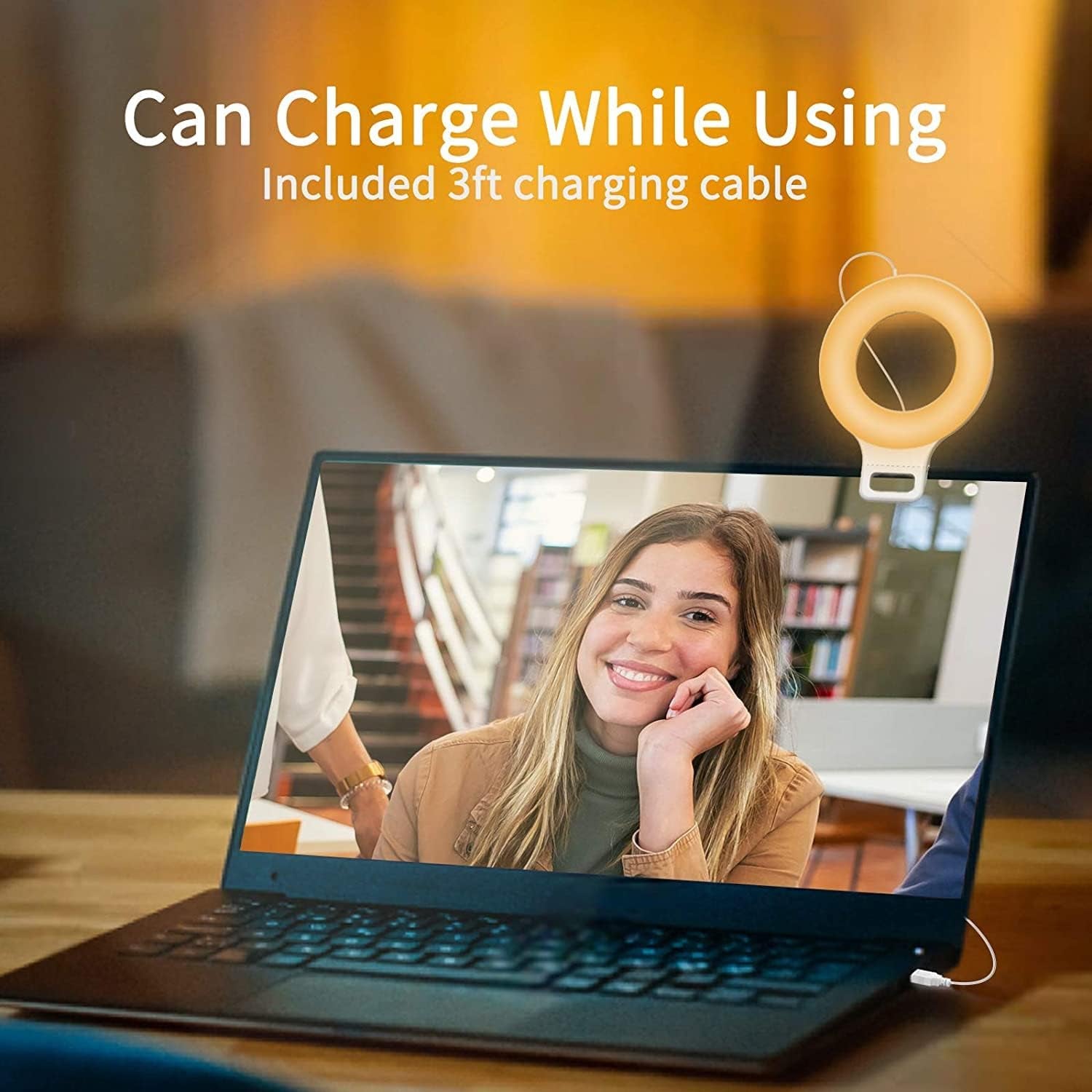 Rechargeable 60 LED Clip-On Selfie Ring Light for Phones, Laptops, and Tablets (3 Models, 5 Brightness Levels)