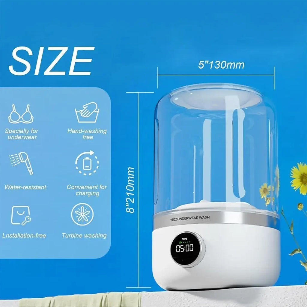 Portable Mini Washing Machine for Underwear and Socks - USB Rechargeable 1L Dehydrator for On-the-Go Laundry Solutions