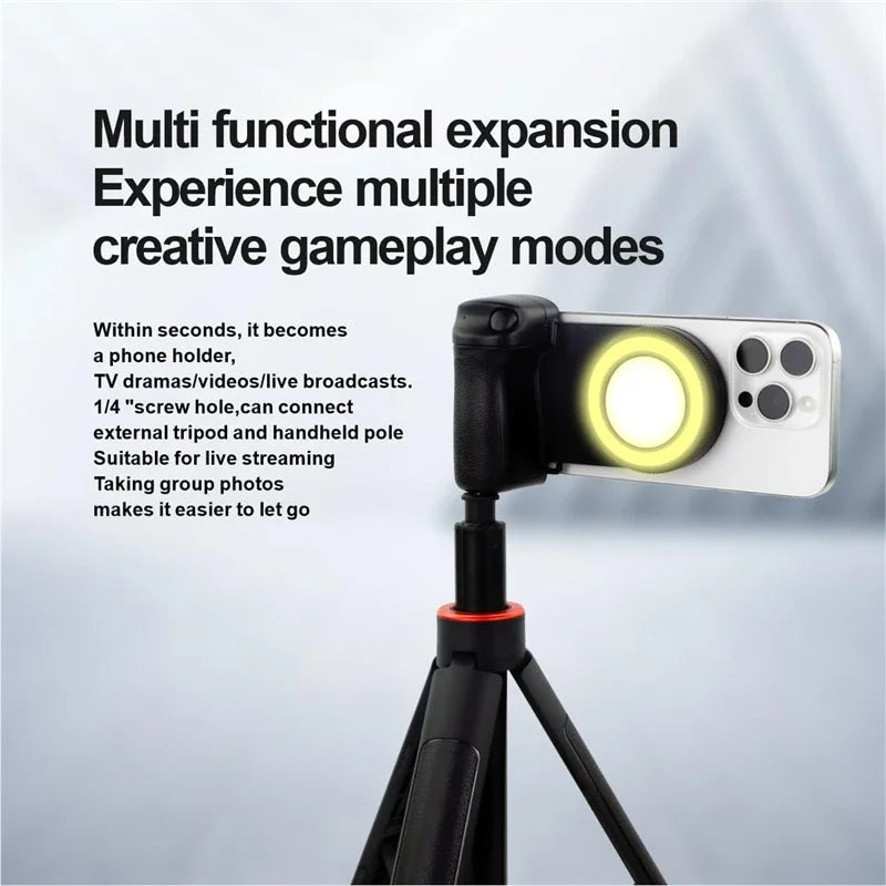 Transform Your Photography with the 3-in-1 Magnetic Selfie Ring LED Light, Gimbal Stabilizer, and Tripod Holder for MagSafe iPhone