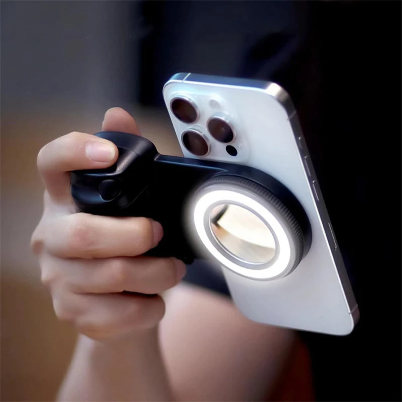 Transform Your Photography with the 3-in-1 Magnetic Selfie Ring LED Light, Gimbal Stabilizer, and Tripod Holder for MagSafe iPhone