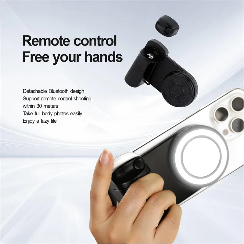 Transform Your Photography with the 3-in-1 Magnetic Selfie Ring LED Light, Gimbal Stabilizer, and Tripod Holder for MagSafe iPhone