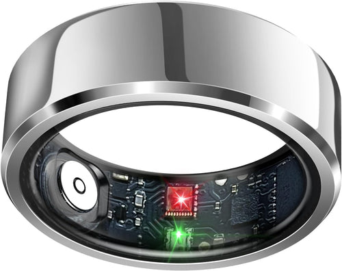 Advanced Sleep Tracking Ring with Heart Rate Monitoring, Waterproof Design for Activity Tracking, Air Gesture Control, Up to 7-Day Battery Life, Compatible with iOS and Android (Silver, Size #12)