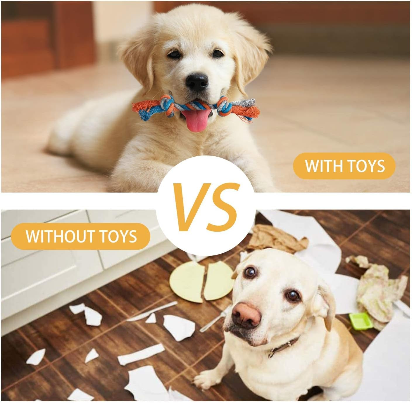 7-Piece Small Dog Toy Collection: Durable Chew Toys, Puppy Teething Ropes, and Squeaky Calf Toys - Non-Toxic and Safe