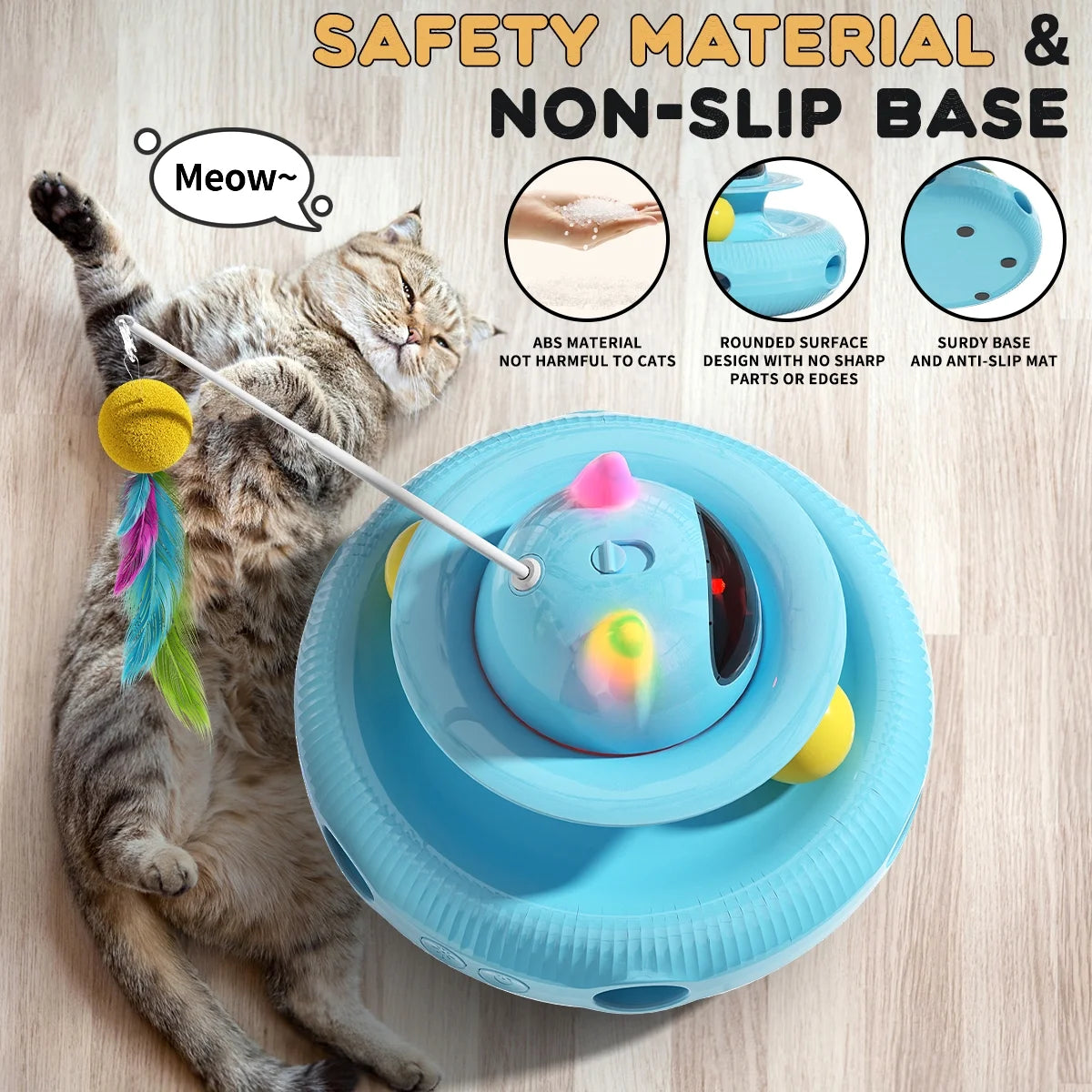 4-in-1 Smart Interactive Cat Toy: USB Rechargeable Feather Wand with Laser Pointer & Engaging Play Features for Indoor Cats